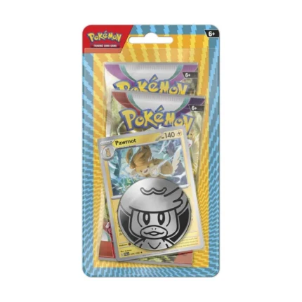 Pokémon TCG Pawmot Promosyon Seti, 2 booster paket ve metalik jeton içerir, koleksiyoncular için ideal hediye.